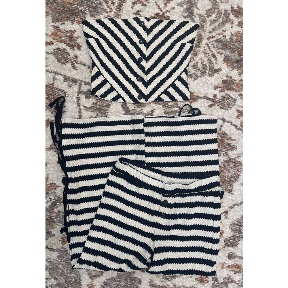 Maeve Anthropologie Black and White Crochet Seaside Set Size Medium New - Picture 4 of 9